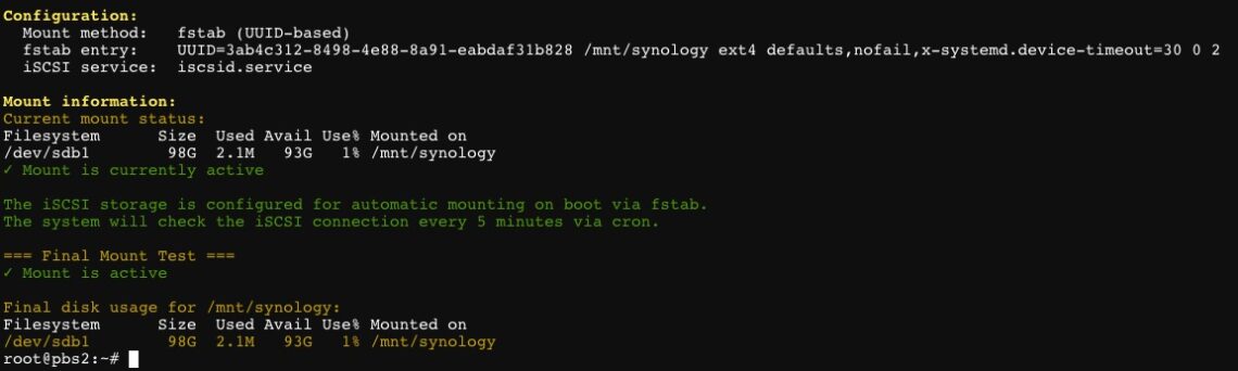 How to: Synology iSCSI LUN for Proxmox Backup Server Datastore