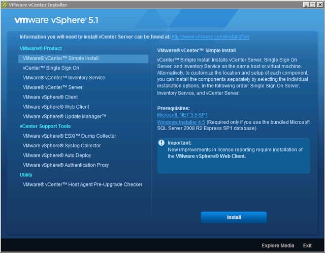 vCenter 5.1 installation