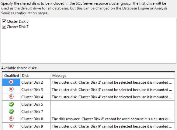 SQL disk selection