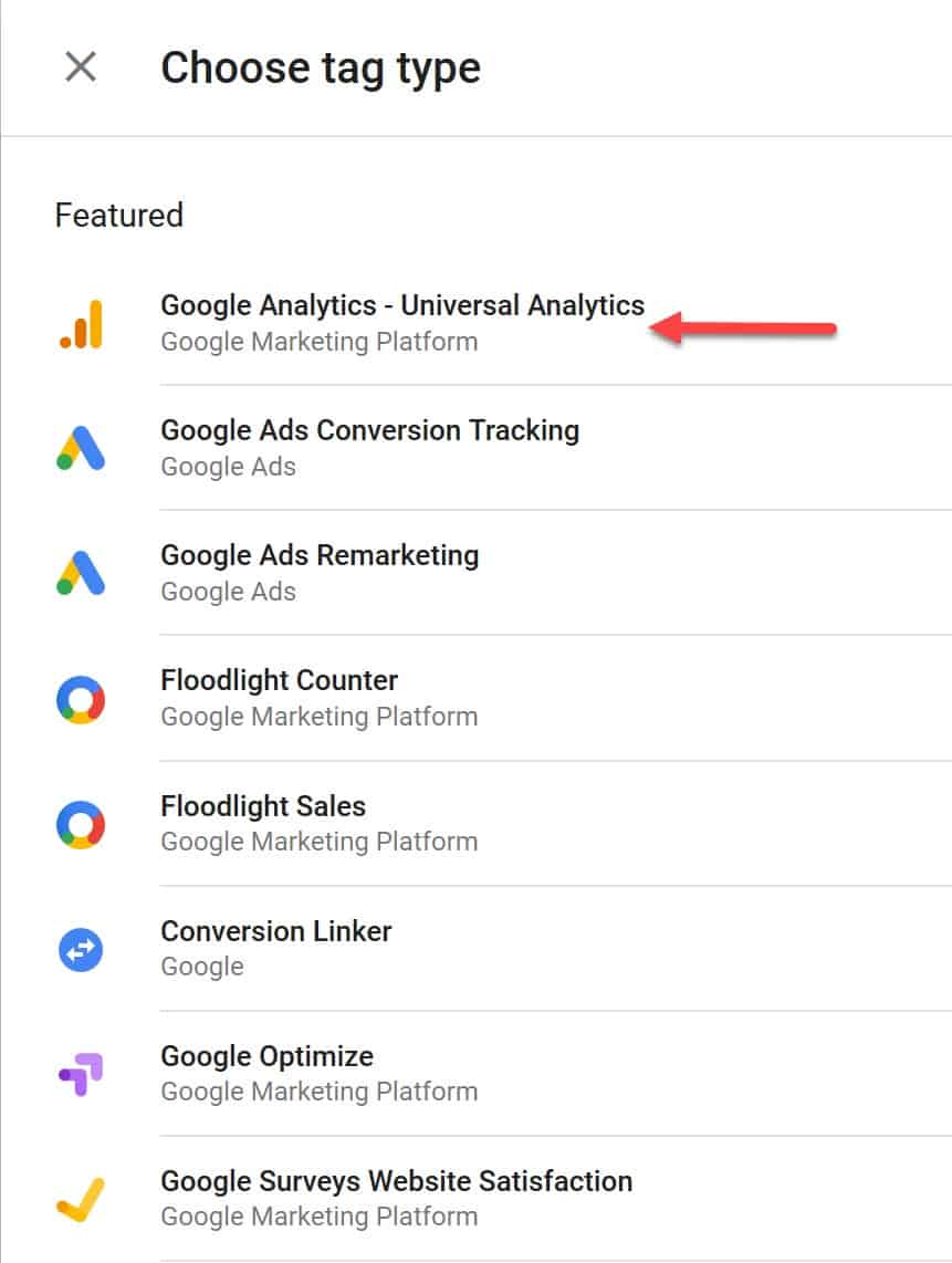 Google tag manager tag type