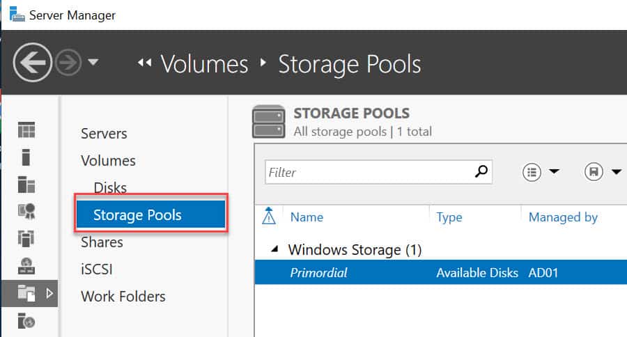 Microsoft storage pools