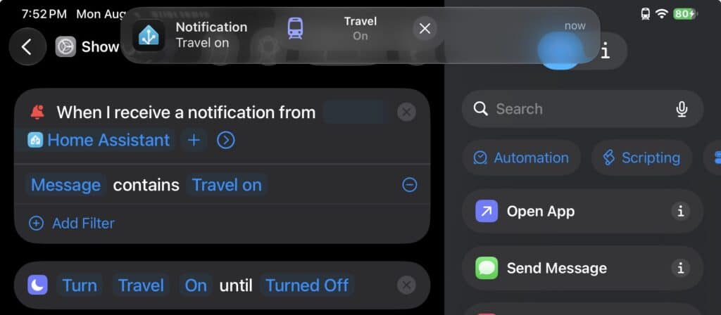 Screenshot of iOS 27 notification settings for Home Assistant control.